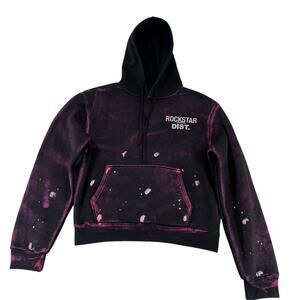 Rockstar Original Carmichael Distressed Purple Black Paint Splat Hoodie Men’s L
